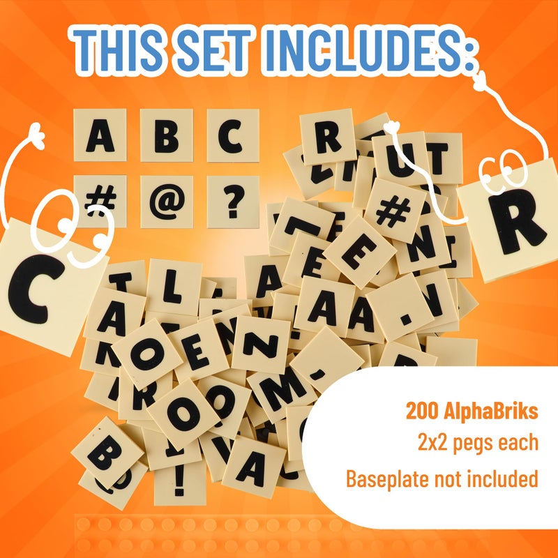 Strictly Briks AlphaBriks, 200 Pieces, 2x2 Alphabet Letter Bricks with Drawstring Bag, Easy to Remove, Fun and Educational Tool, 100% Compatible with All Major Brands - Image 3
